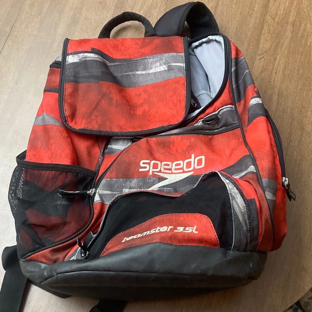 Speedo Teamster 35L Swim Red and Black Backpack